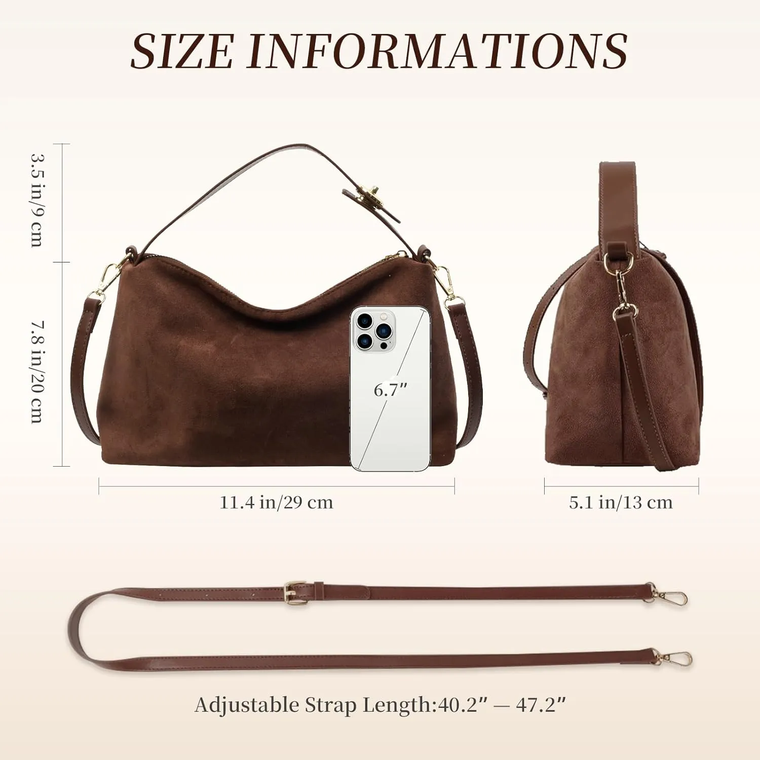 Suede Bags for Women Brown Suede Purses Suede Tote Handbag Slouchy Shoulder Bag Retro Crossbody Hobo Bag 2025