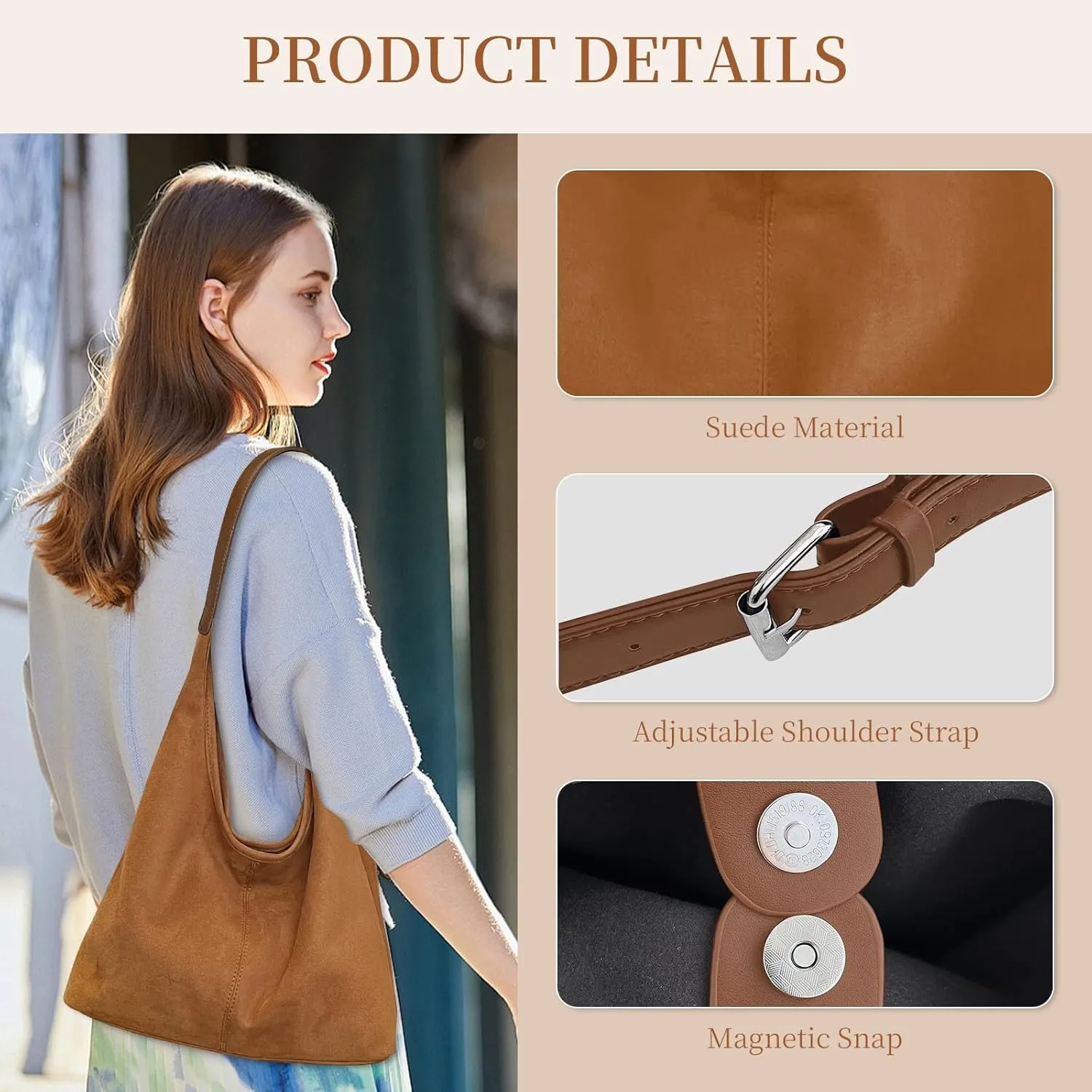 Suede Bags for Women Brown Suede Purses Suede Tote Handbag Slouchy Shoulder Bag Retro Crossbody Hobo Bag 2025