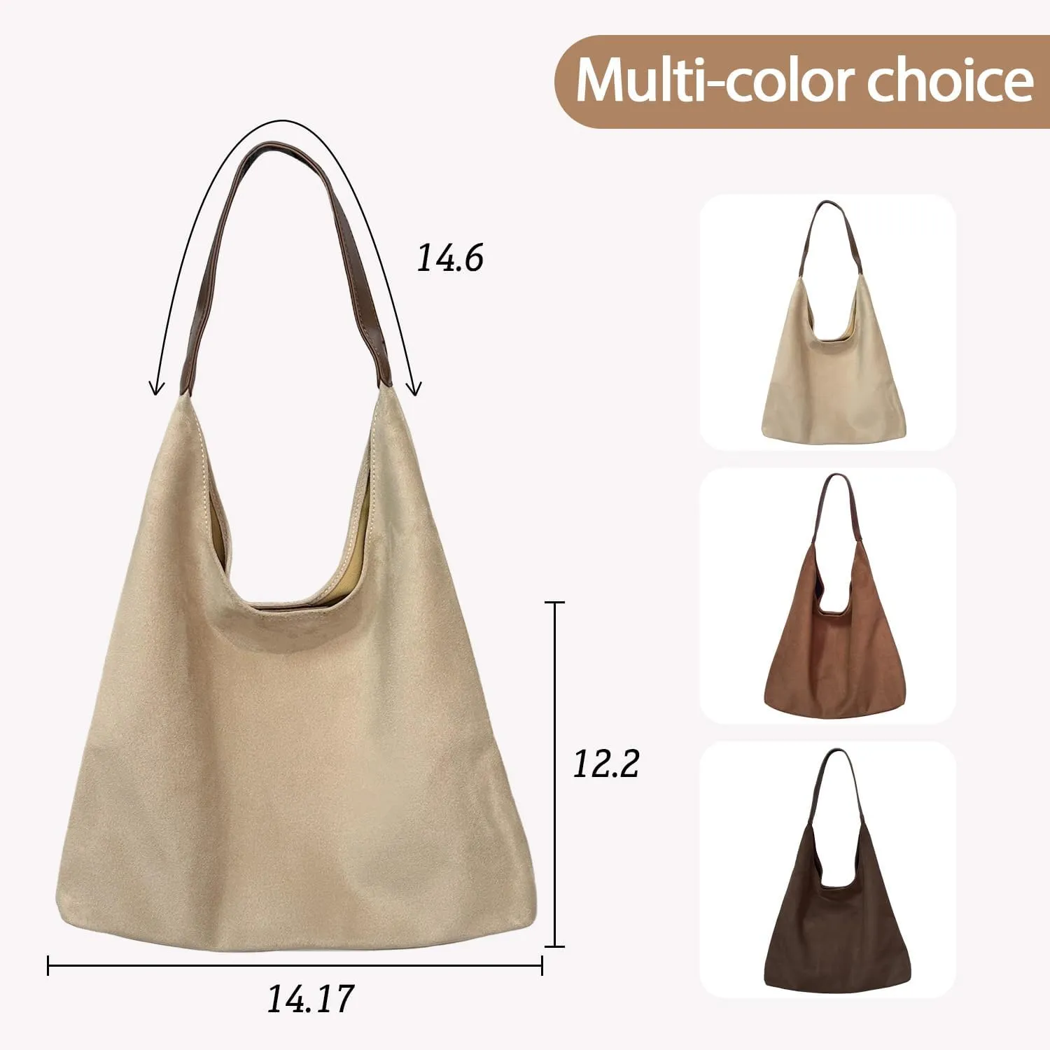 Suede Bags for Women New Suede Tote Bag for Women Fashionable Suede Bag Retro Suede Slouchy Bag Suede Shoulder Bag