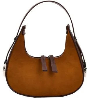 Suede Crescent Tote Bag for Women Retro Suede Hobo Shoulder Handbag and Purse Half Moon Suede Clutch Bag Daily Purse