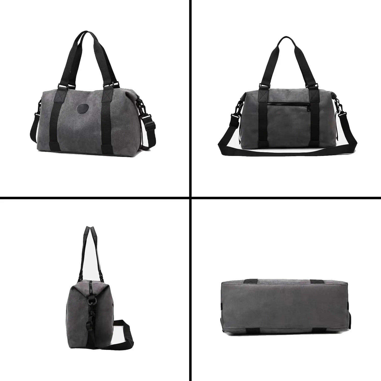 Suede Lightweight Weekender Bag Faux Suede Traveling Handbag for Gym Holiday Overnight Bag with Toiletry Handbag