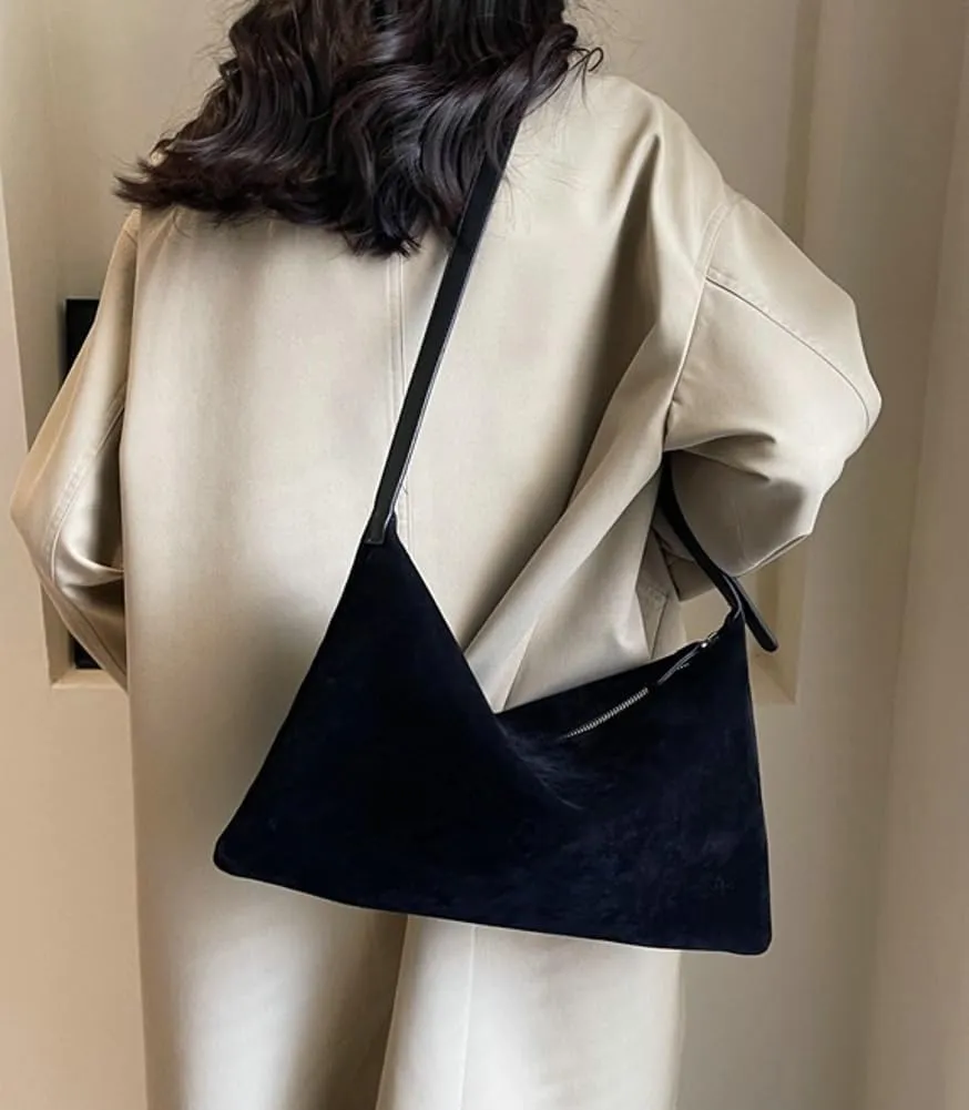 Suede Tote Bag & Messenger Bag - Large Women's Handbag in Fashionable Suede