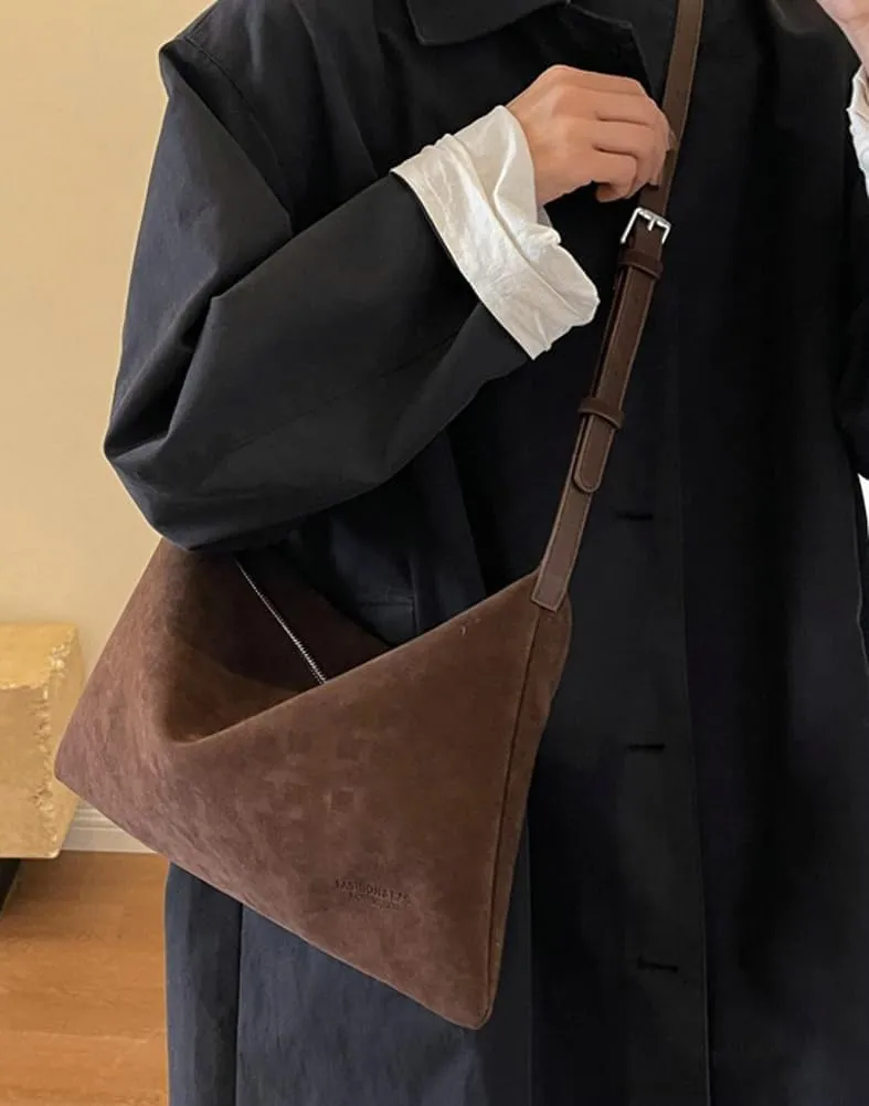 Suede Tote Bag & Messenger Bag - Large Women's Handbag in Fashionable Suede