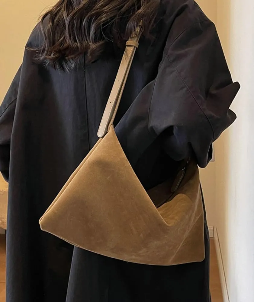Suede Tote Bag & Messenger Bag - Large Women's Handbag in Fashionable Suede