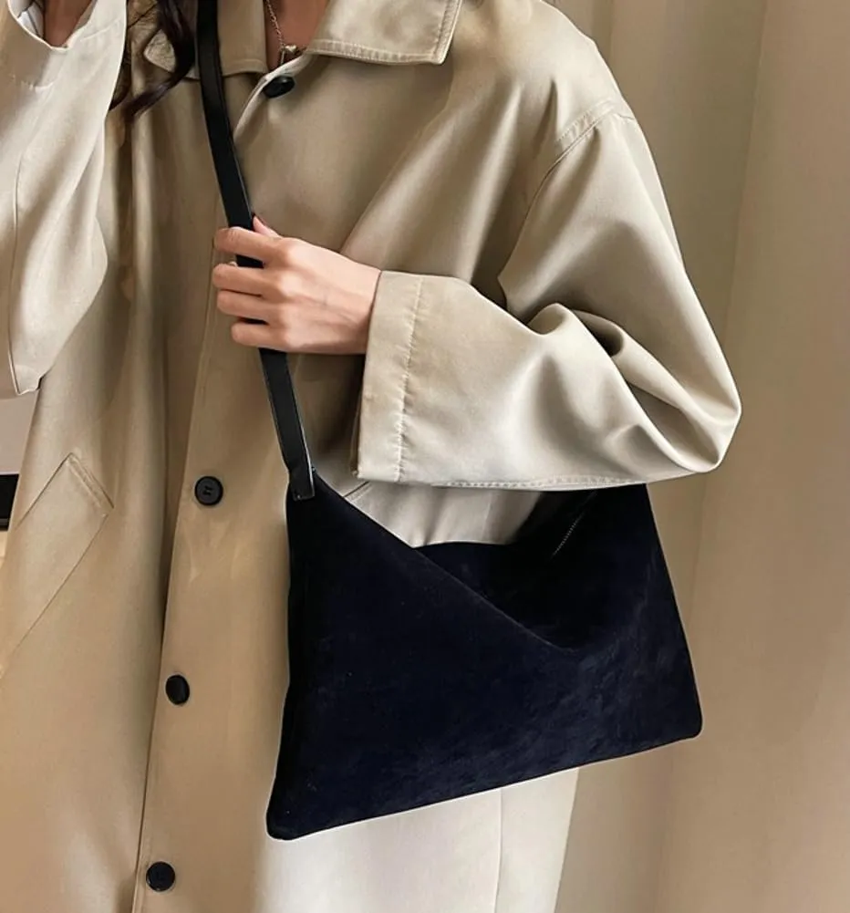 Suede Tote Bag & Messenger Bag - Large Women's Handbag in Fashionable Suede