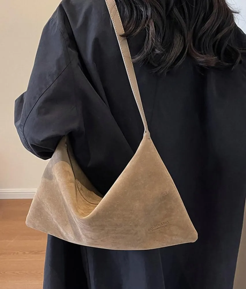 Suede Tote Bag & Messenger Bag - Large Women's Handbag in Fashionable Suede
