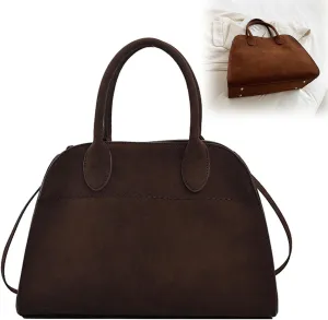 Suede Tote Bag For Women Brown Suede Handbag Fashion Retro Shoulder Satchel Bag For Work Travel Shopping