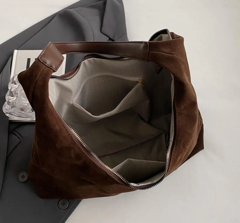 Suede Tote Bag for Women - Large Slouchy Shoulder Bag for Travel