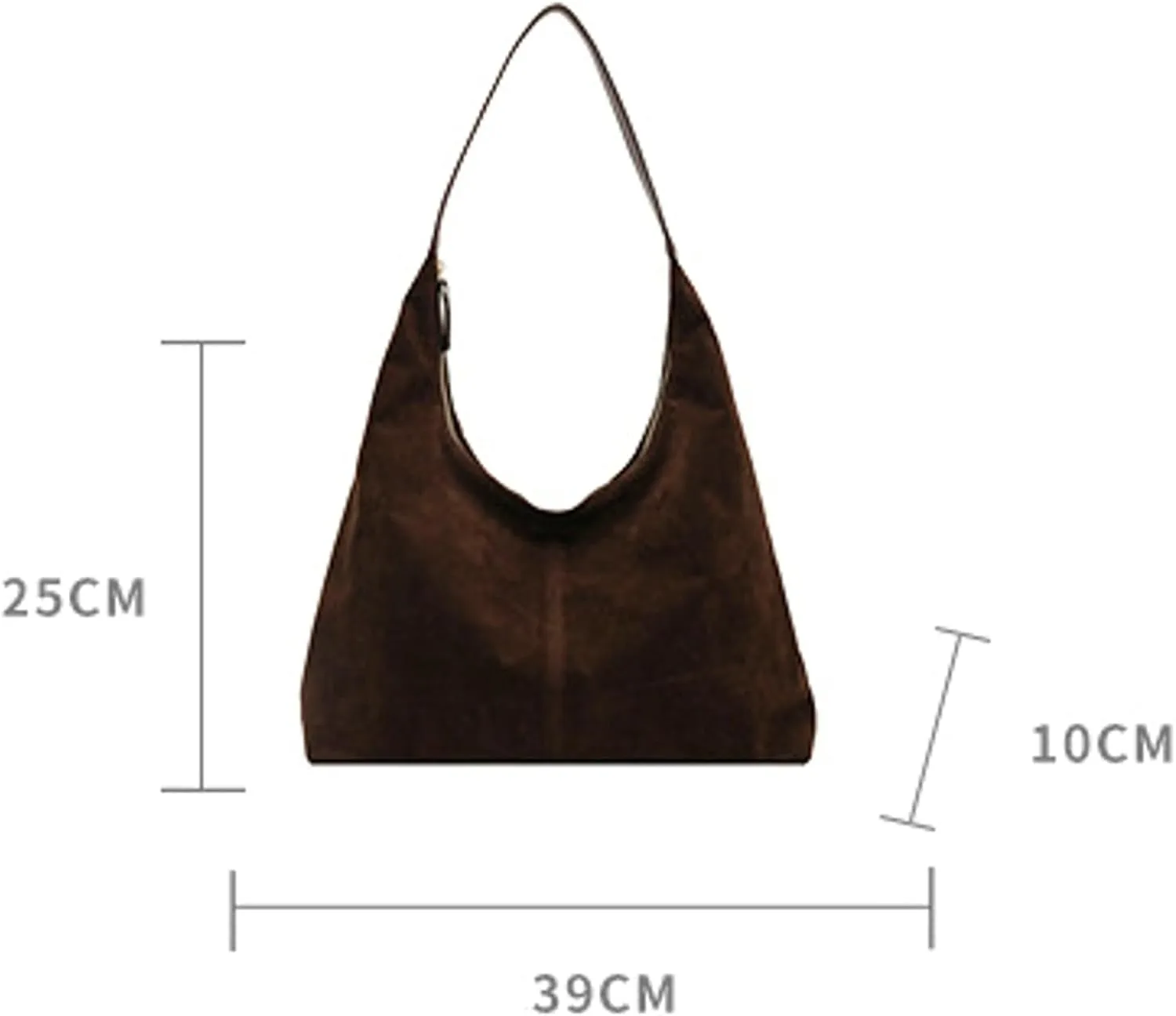 Suede Tote Bag Women Fall Winter Vintage Casual Handbag PU Strap Zip Slip Pocket Matte Shoulder Bag