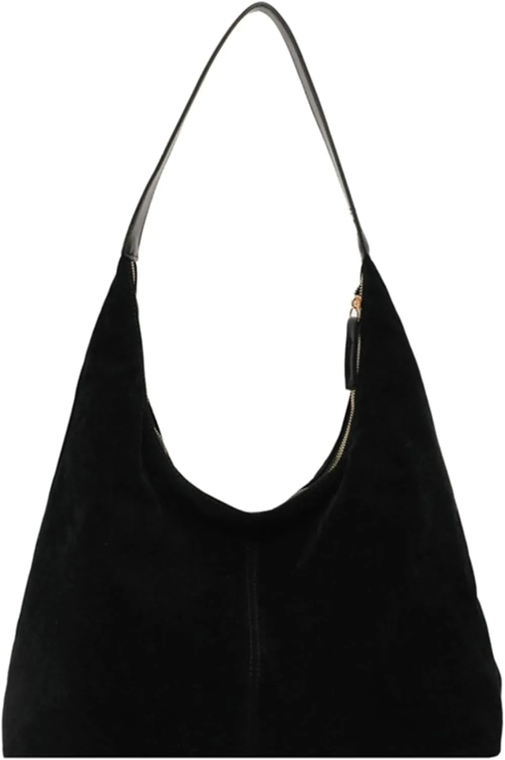 Suede Tote Bag Women Fall Winter Vintage Casual Handbag PU Strap Zip Slip Pocket Matte Shoulder Bag
