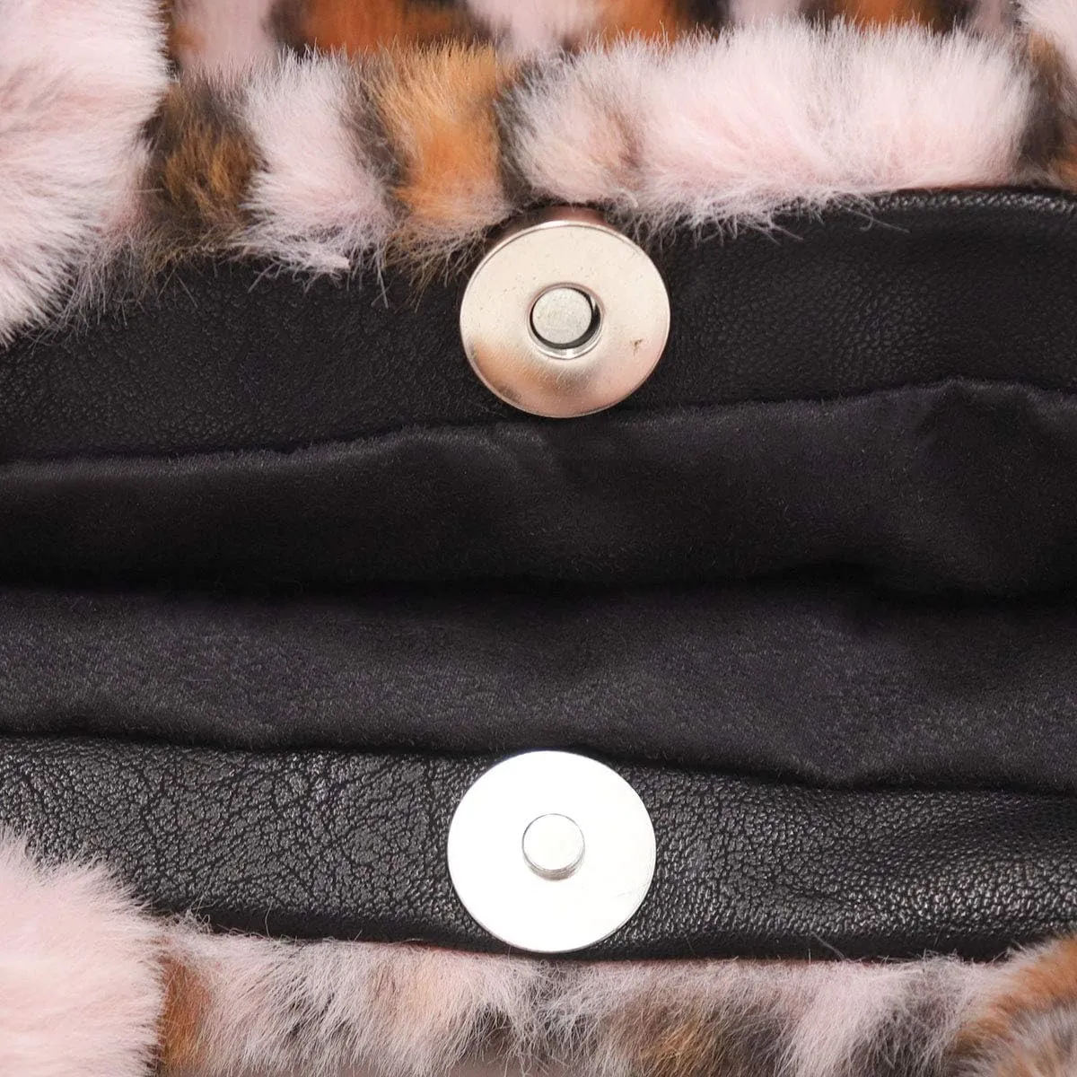 surell - Faux Rex Rabbit Fur Leopard Print Handbag - Small Fuzzy Tote Bag