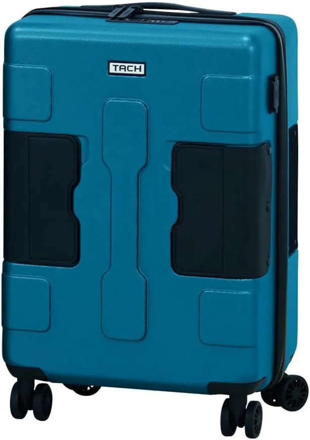 Tach V3.1 Hard Shell Carry On Luggage 20 inch | Carry on Luggage with Spinner Wheels & Patented Built-In Connecting System | One Piece Rolling Suitcase Links 9 Bags At Once (Blue)