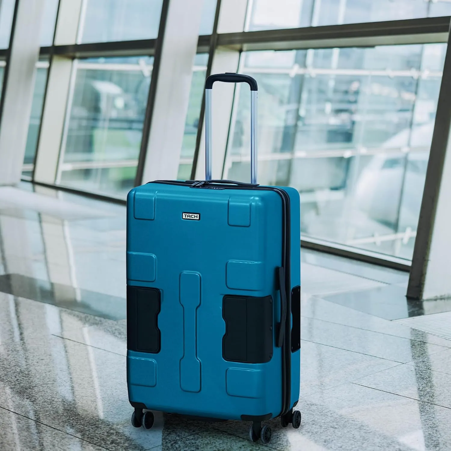 Tach V3.1 Hard Shell Carry On Luggage 20 inch | Carry on Luggage with Spinner Wheels & Patented Built-In Connecting System | One Piece Rolling Suitcase Links 9 Bags At Once (Blue)
