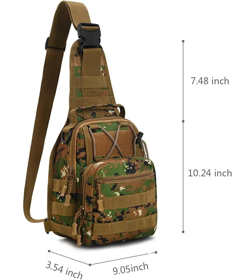 Tactical Backpack, Waterproof Military Cross-body Molle Sling Shoulder Backpack Chest Bag for Outdoor Every Day Carry Camouflage A
