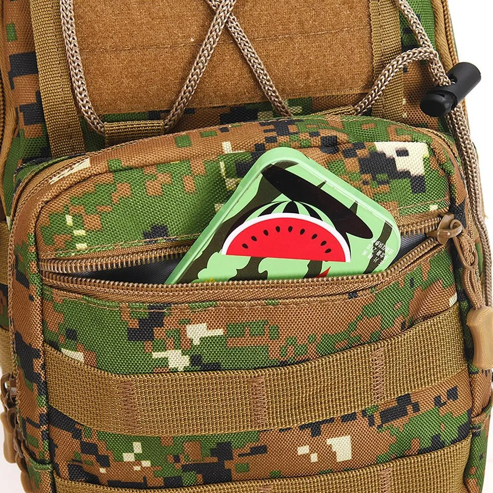 Tactical Backpack, Waterproof Military Cross-body Molle Sling Shoulder Backpack Chest Bag for Outdoor Every Day Carry Camouflage A