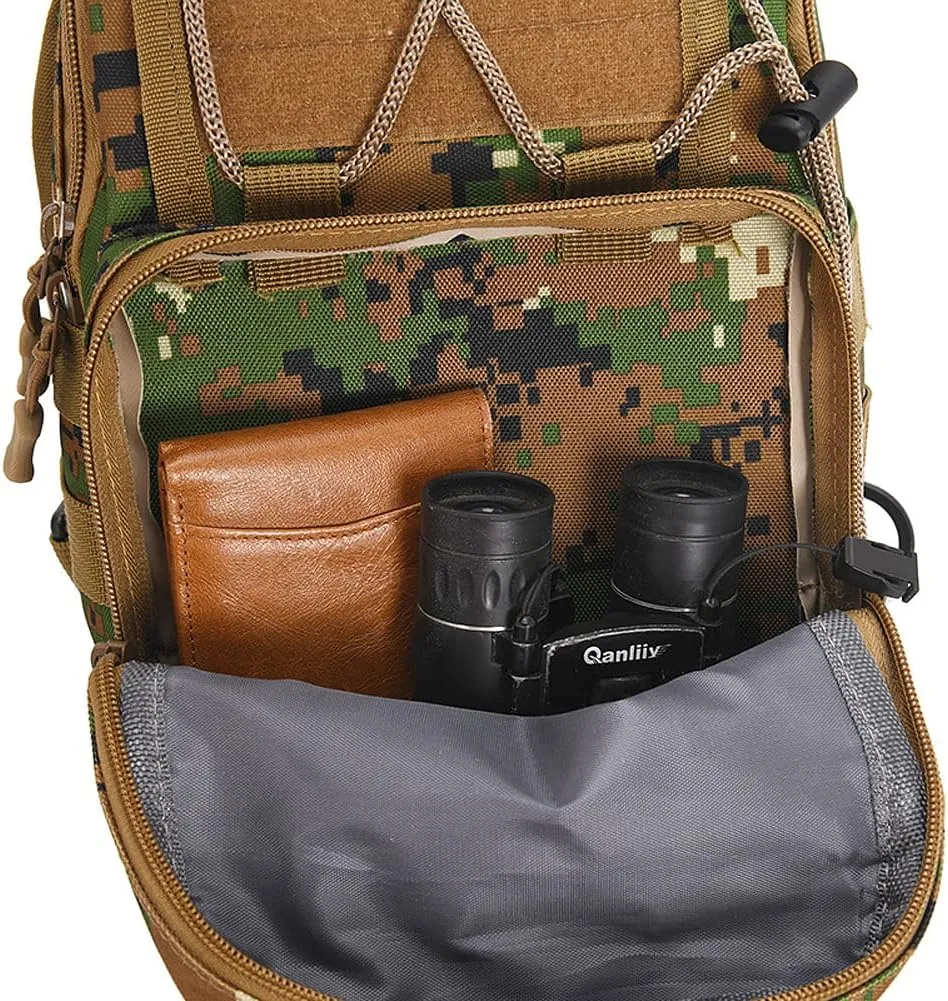 Tactical Backpack, Waterproof Military Cross-body Molle Sling Shoulder Backpack Chest Bag for Outdoor Every Day Carry Camouflage A