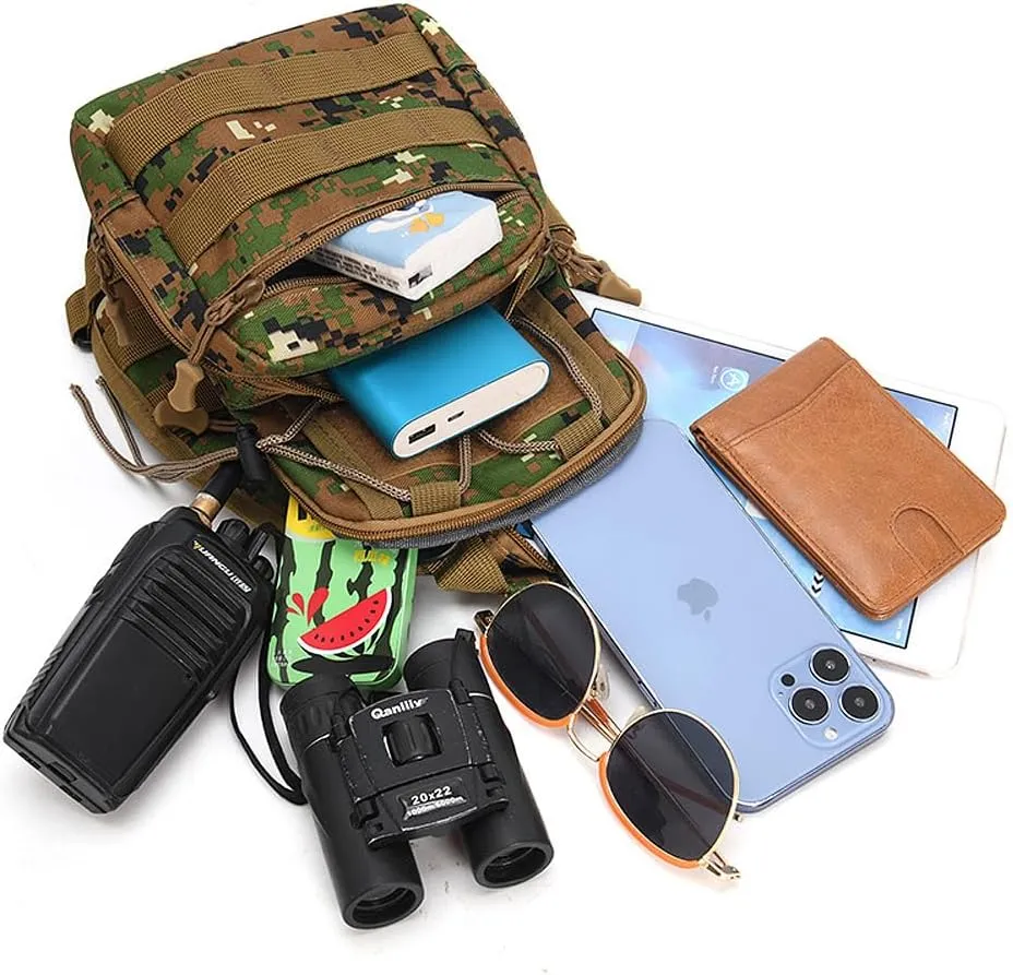 Tactical Backpack, Waterproof Military Cross-body Molle Sling Shoulder Backpack Chest Bag for Outdoor Every Day Carry Camouflage A