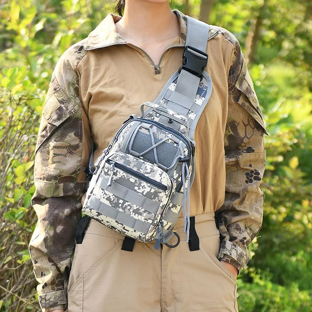 Tactical Backpack, Waterproof Military Cross-body Molle Sling Shoulder Backpack Chest Bag for Outdoor Every Day Carry Camouflage C