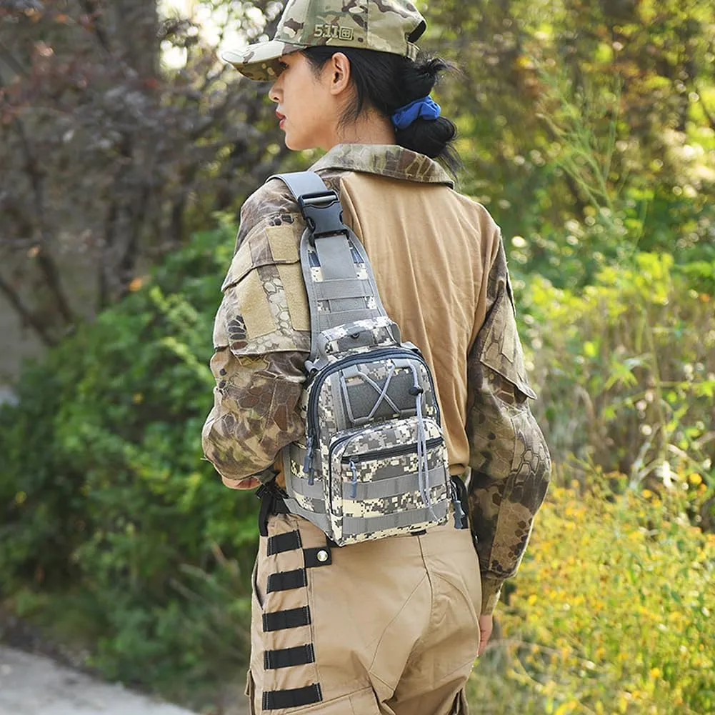 Tactical Backpack, Waterproof Military Cross-body Molle Sling Shoulder Backpack Chest Bag for Outdoor Every Day Carry Camouflage C