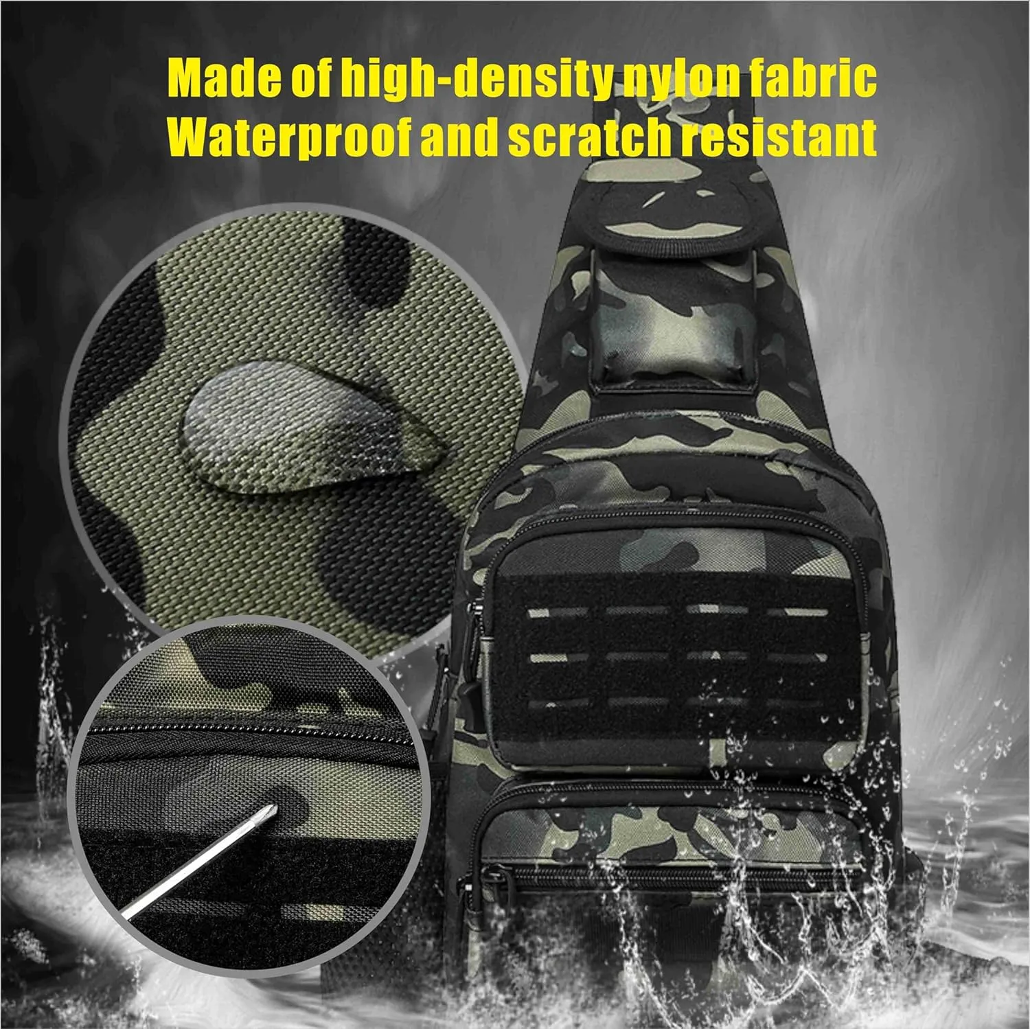 Tactical Sling Bag for Men Molle Utility Shoulder Bag Chest Pack Crossbody Backpack for Hiking Hunting (Green CP)