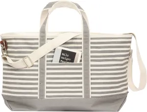 Tag&Crew Boat Weekender Multipocket Carry-on Heavy Canvas Unisex Duffle Bag with Detachable Adjustable Shoulder Strap Designed for Overnight Travel, Business Trips, Short Vacations - Grey Stripes