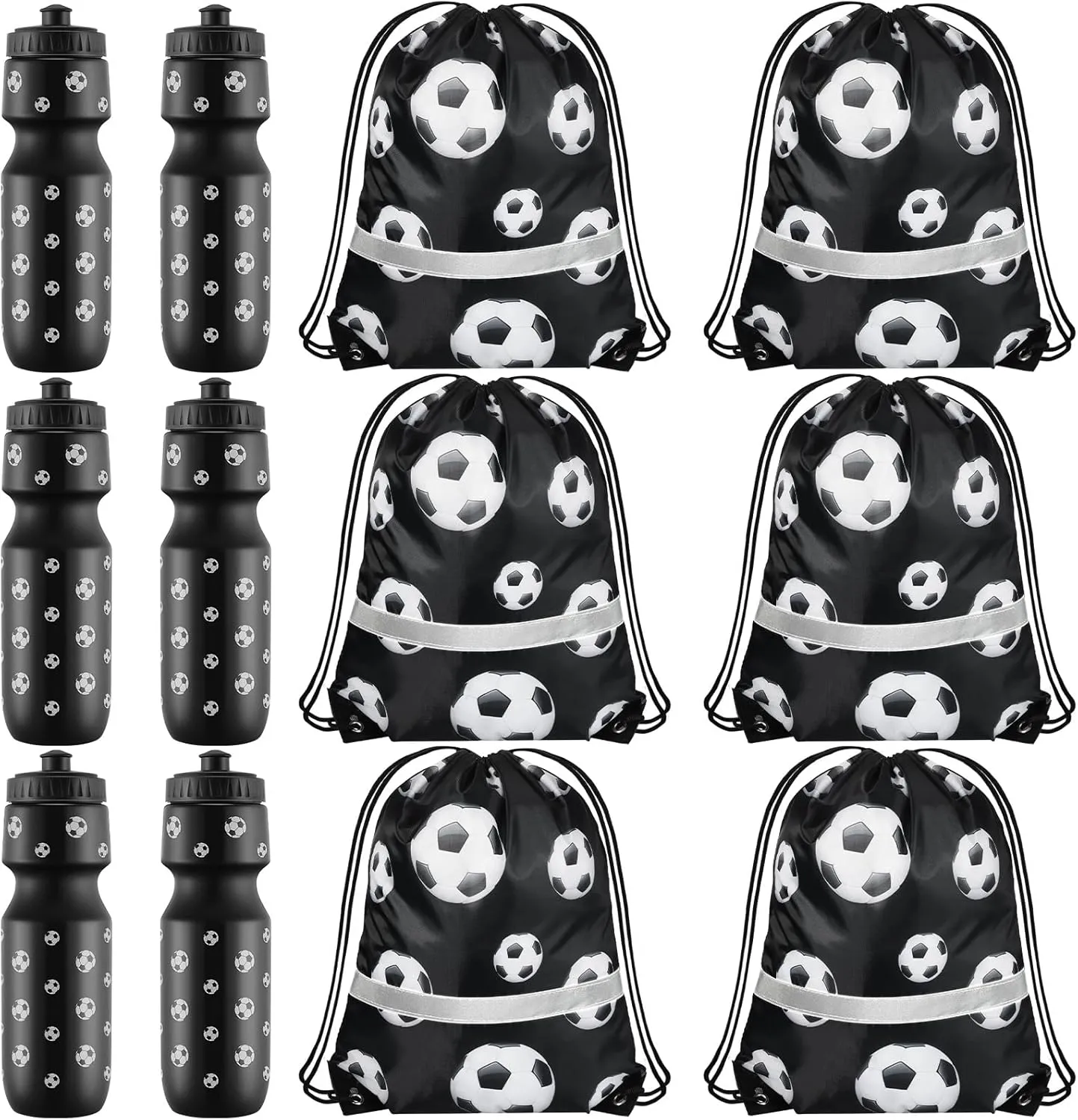 Talltalk 12 Pcs Soccer Party Favors 24 oz Soccer Water Bottle Gift for Team with Drawstring Bag Tumbler Cup Sports Themed Accessories for Event Gift Supplies
