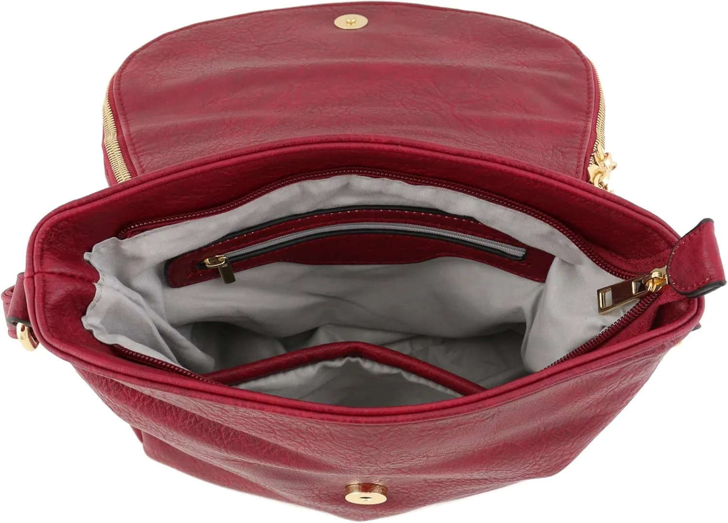 Tassel Accent Crossbody Bag with Flap Top (Red)