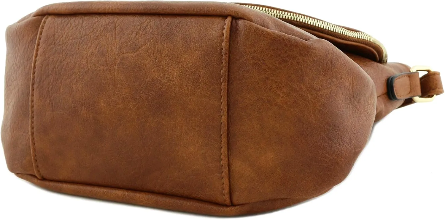 Tassel Accent Crossbody Bag with Flap Top (Tan)