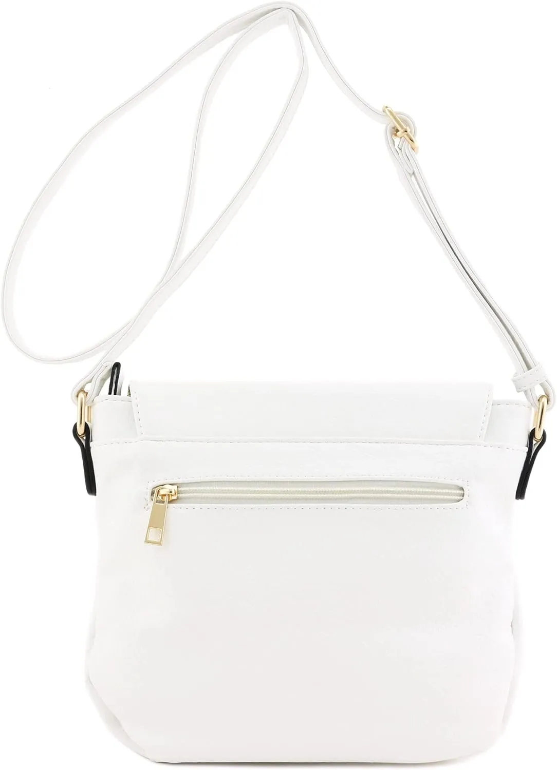 Tassel Accent Crossbody Bag with Flap Top (White)