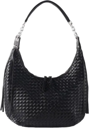 Tassel Chain Large Shoulder Half Moon Underarm Women's Bag, Fashion Trend Personalized Women's Bag,Shoulder Bag (Black)