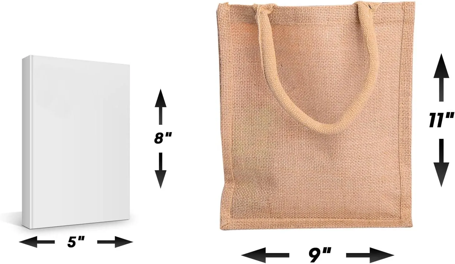 TBF Heavy Duty Reusable Jute Burlap Tote Bags in Bulk for Shopping Grocery Wedding Welcome Gifts and More