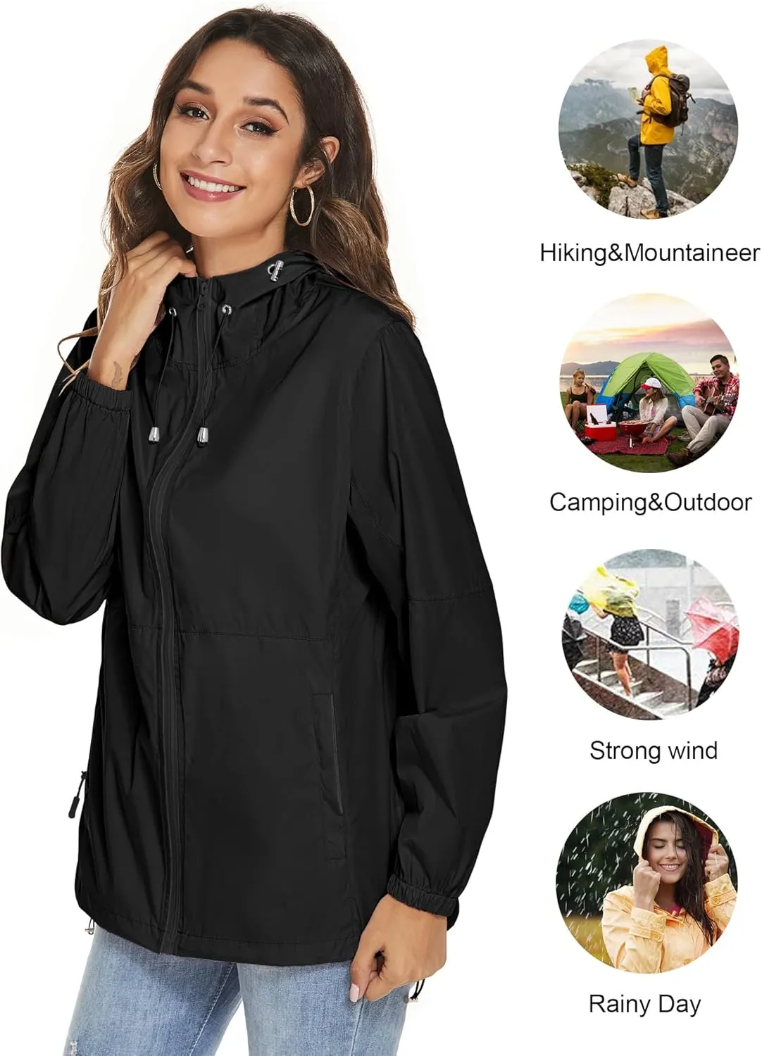 TCOT Womens Rain Jackets Waterproof Windbreaker Jackets lightweight Portable Rain Coat