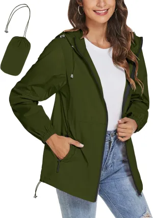 TCOT Womens Rain Jackets Waterproof Windbreaker Jackets lightweight Portable Rain Coat