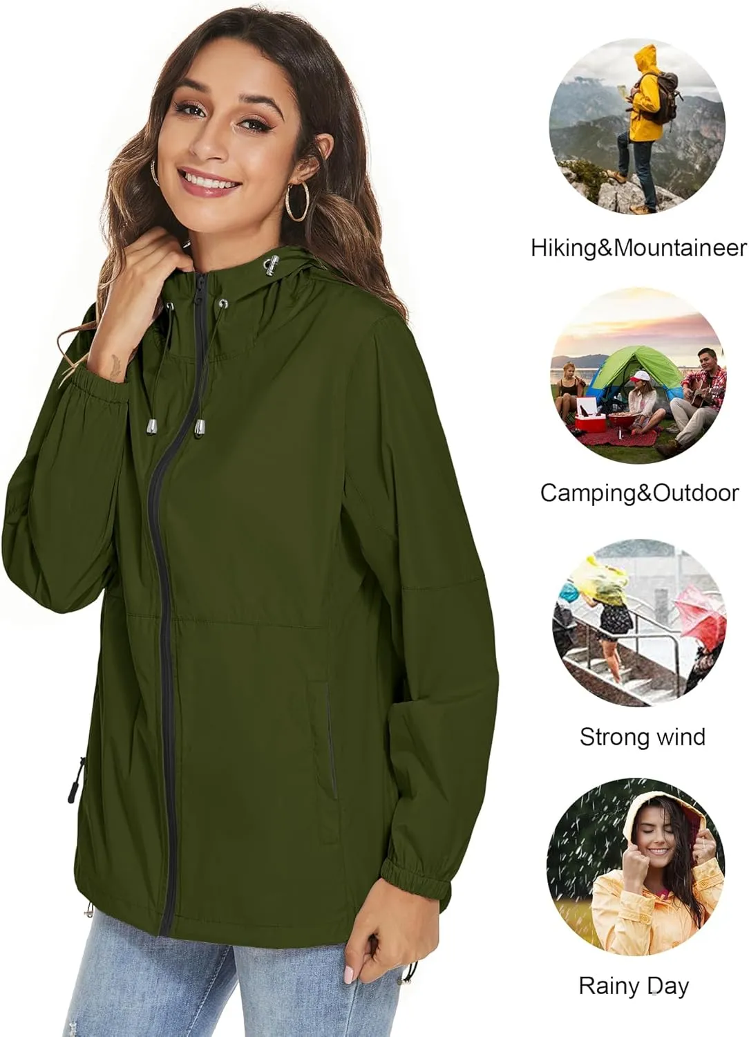TCOT Womens Rain Jackets Waterproof Windbreaker Jackets lightweight Portable Rain Coat