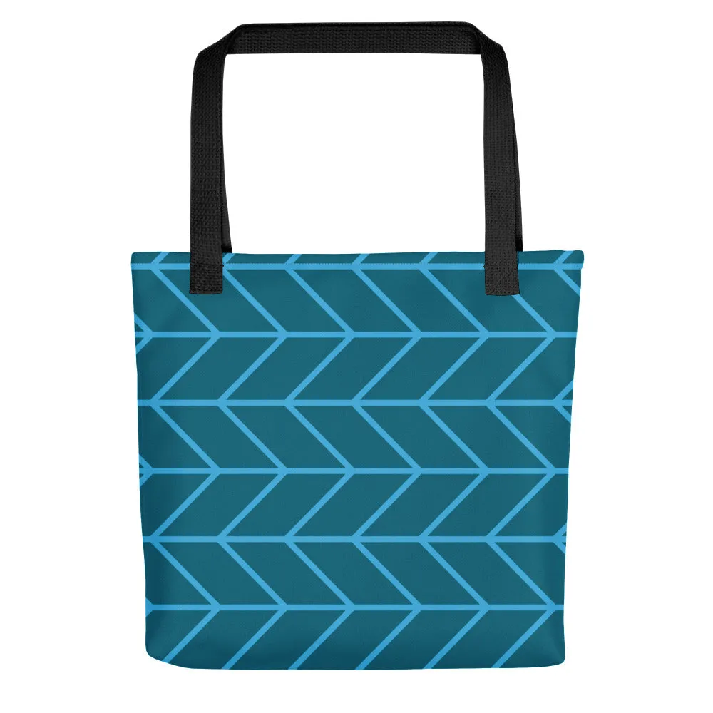 Teal & Blue Plywood Hatch Tote Bags