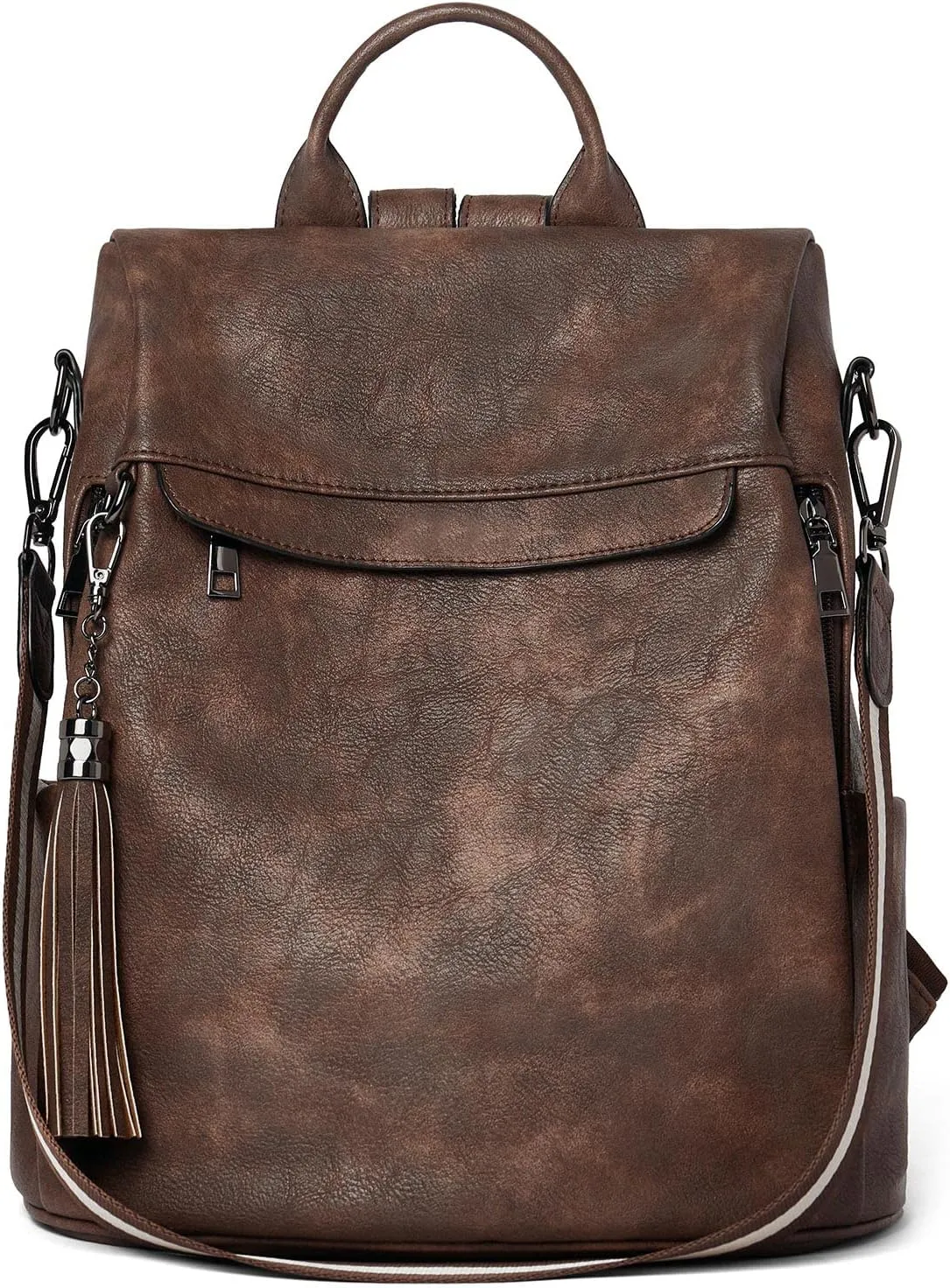 Telena Backpack Purse for Women, PU Leather Anti Theft Travel Purse Shoulder Bags with Tassel