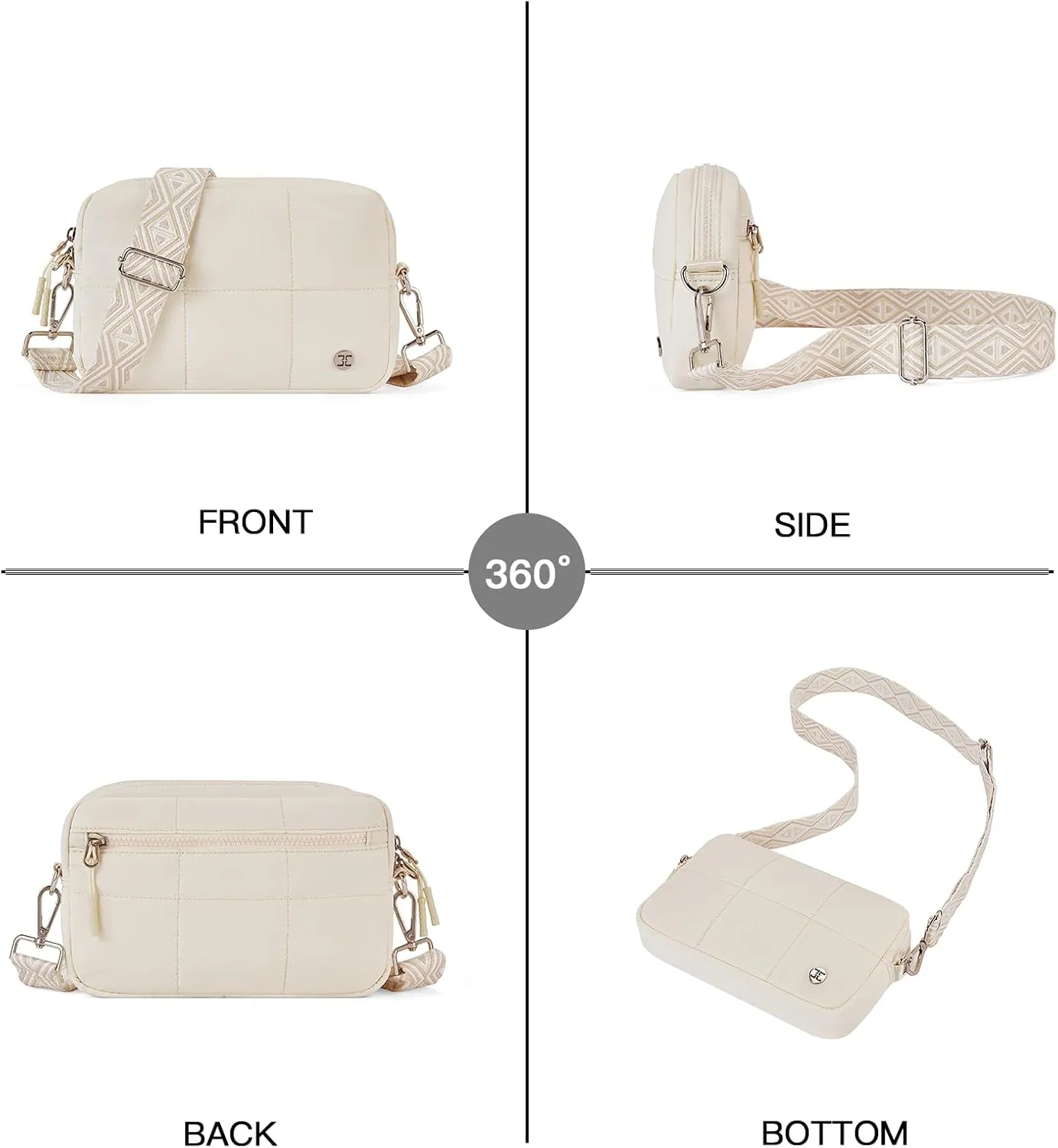 Telena Crossbody Bags for Women Cross Body Purse with Guitar Strap Lightweight Puffer Shoulder Bag for Travel