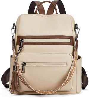 Telena Womens Backpack Purse Vegan Leather Large Travel College Shoulder Bag with Tassel