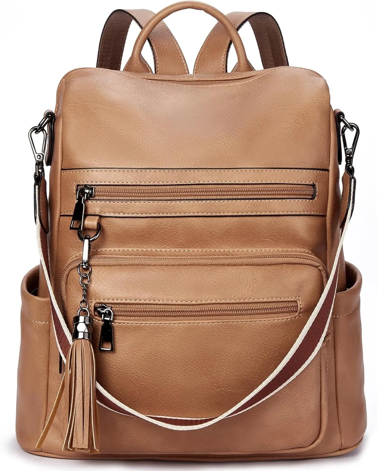 Telena Womens Backpack Purse Vegan Leather Large Travel College Shoulder Bag with Tassel