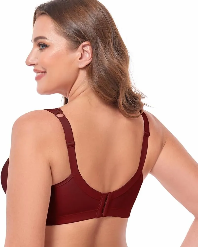 TELIMUSSTO Women's Plus Size Soft Cotton Lace Bra Full Coverage Wirefree Non-Padded