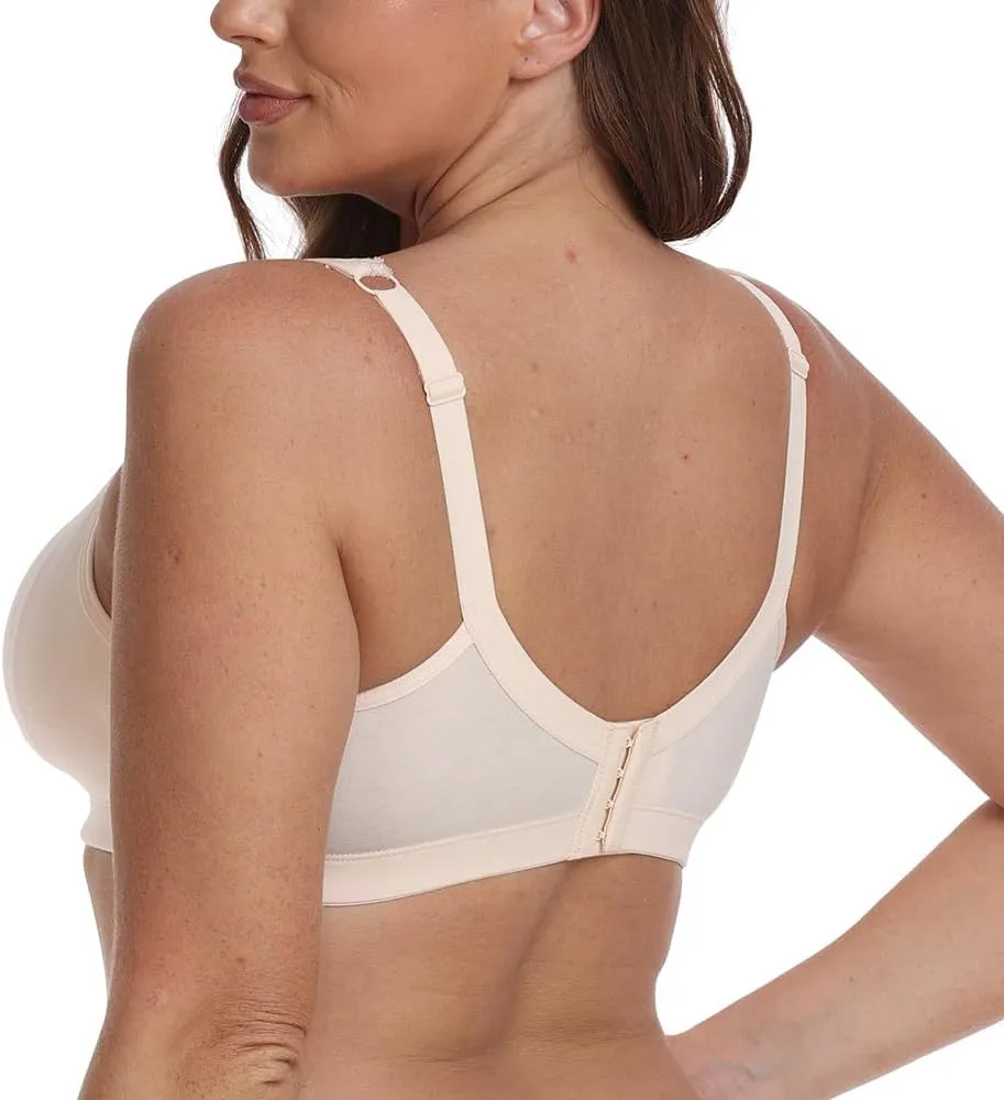 TELIMUSSTO Women's Plus Size Soft Cotton Lace Bra Full Coverage Wirefree Non-Padded