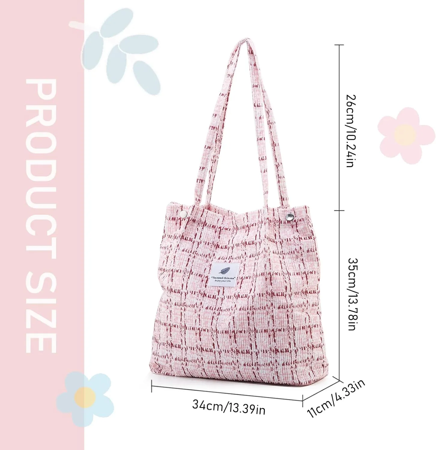 TELLUMO Fashion Corduroy Tote Bag Cow Print Bag Purses for Women Teen Girls with Inner Pocket