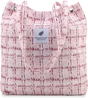 TELLUMO Fashion Corduroy Tote Bag Cow Print Bag Purses for Women Teen Girls with Inner Pocket