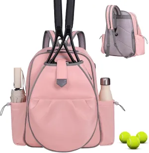 Tennis Bags for Women, Waterproof Tennis Sling Crossbody Backpack Holds 2 Rackets Tennis Racket Bag for Pickleball & Badminton