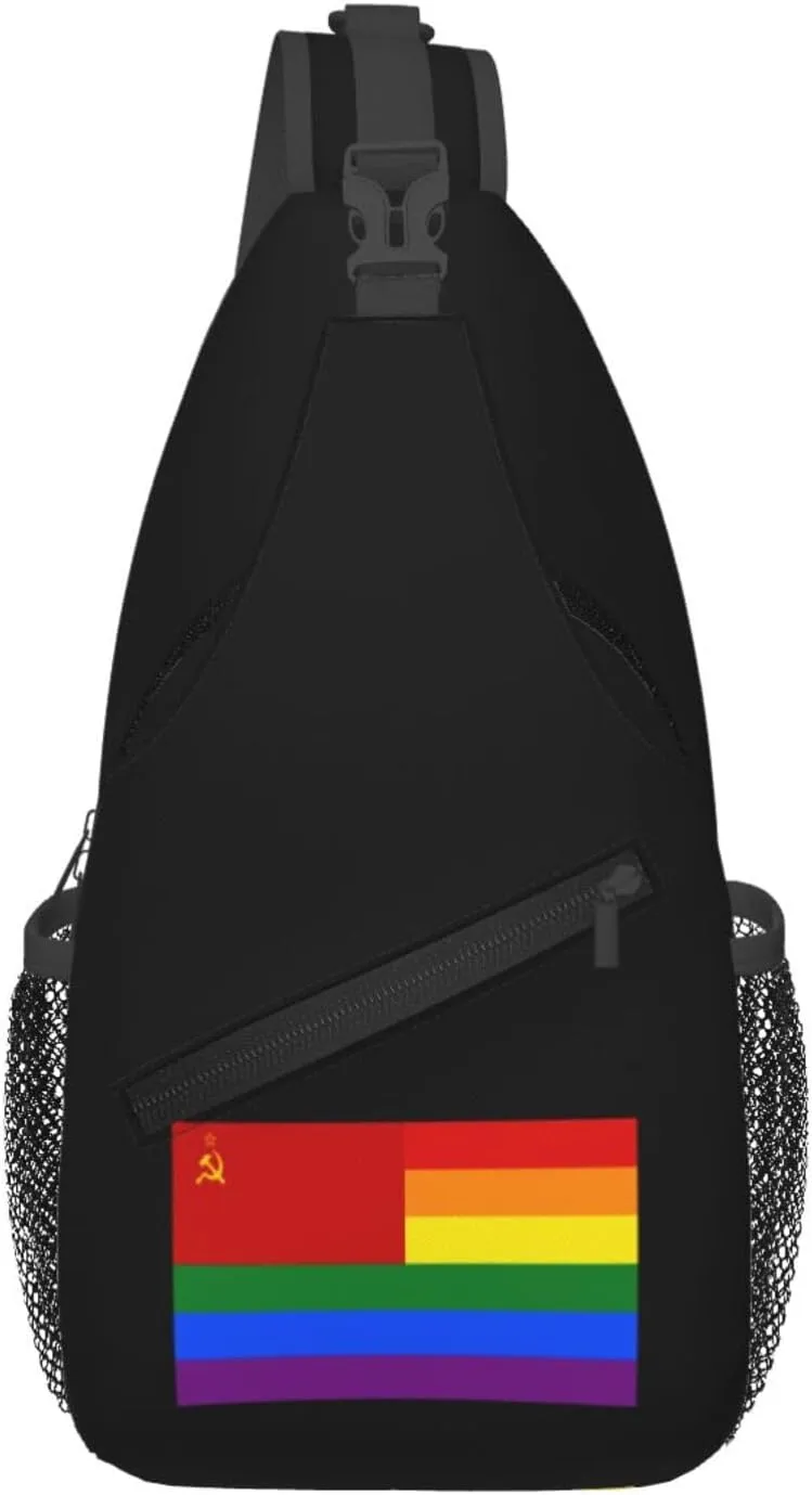 The Soviet Union Rainbow Flag Crossbody Bags For Women Men Chest Backpack Gym Shoulder Bag Travel Outdoor Sports Casual Crossbody Bags