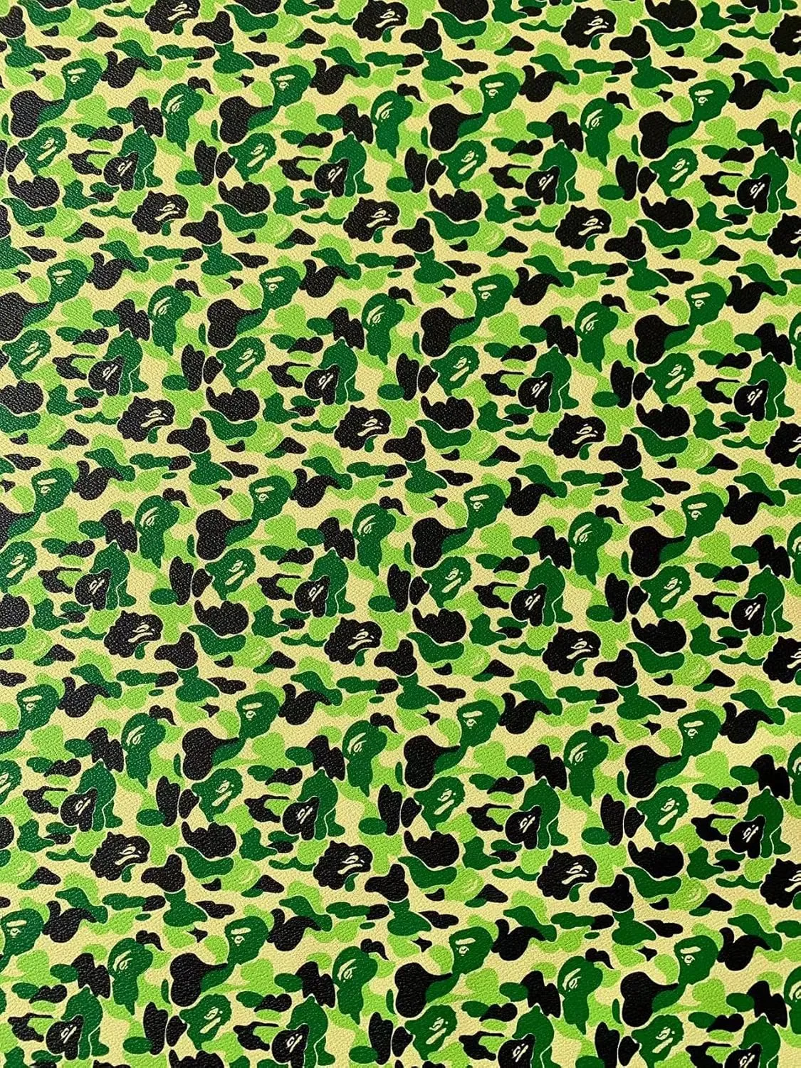 Tianchao Handmade Bape Camouflage Design Cyan Sewing Craft Leather Fabric for Customized Shoes, Bags, Handicraft by Yards (1)