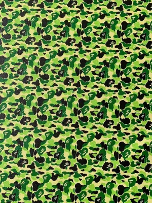 Tianchao Handmade Bape Camouflage Design Cyan Sewing Craft Leather Fabric for Customized Shoes, Bags, Handicraft by Yards (1)