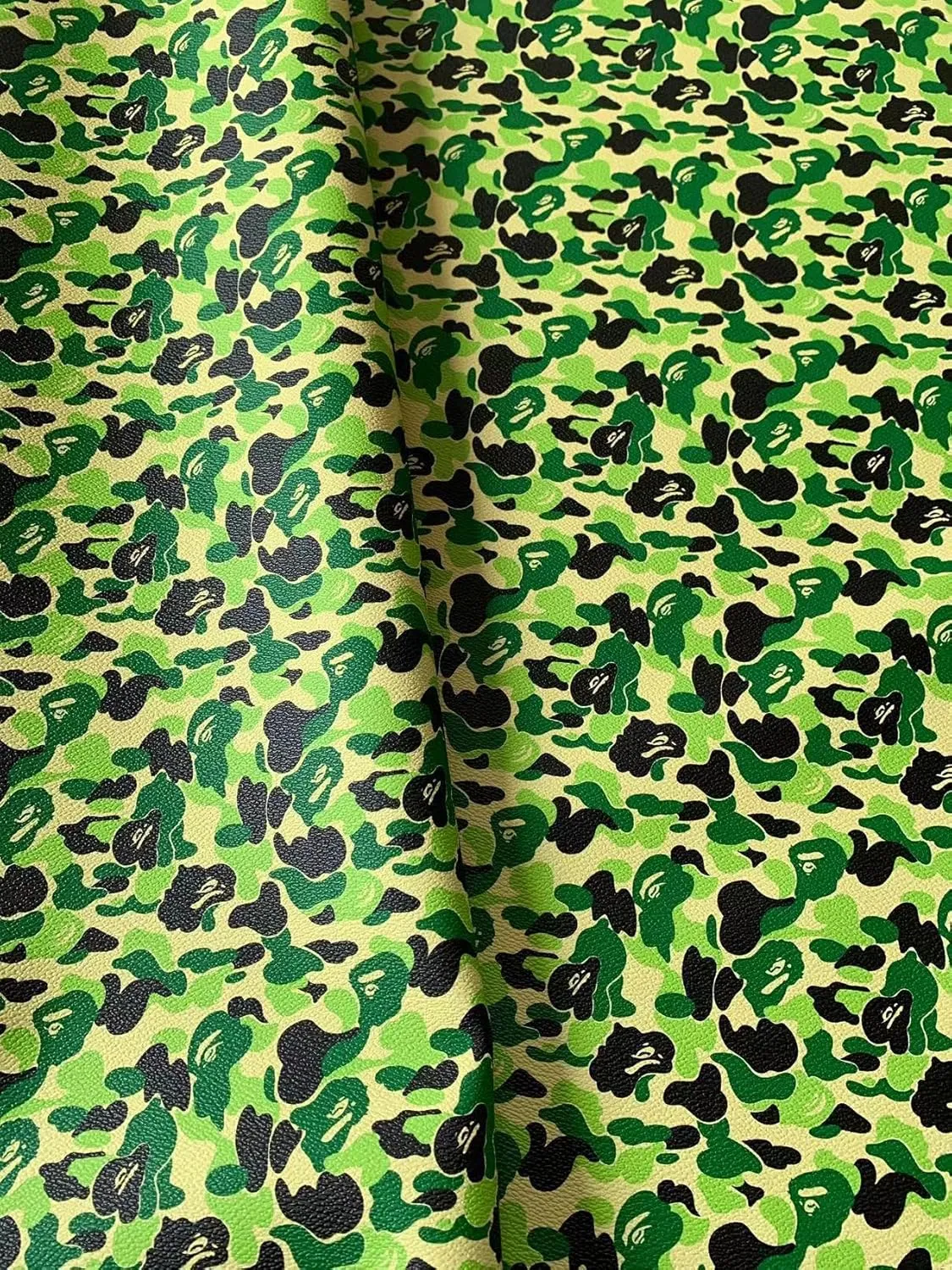 Tianchao Handmade Bape Camouflage Design Cyan Sewing Craft Leather Fabric for Customized Shoes, Bags, Handicraft by Yards (1)