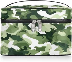 Toiletry Bags Fashion Camo Green Large Capacity Travel Makeup Organizer Case, Camouflage Texture Portable Toiletry Bag for Women Makeup Brush Bag Storage Bag