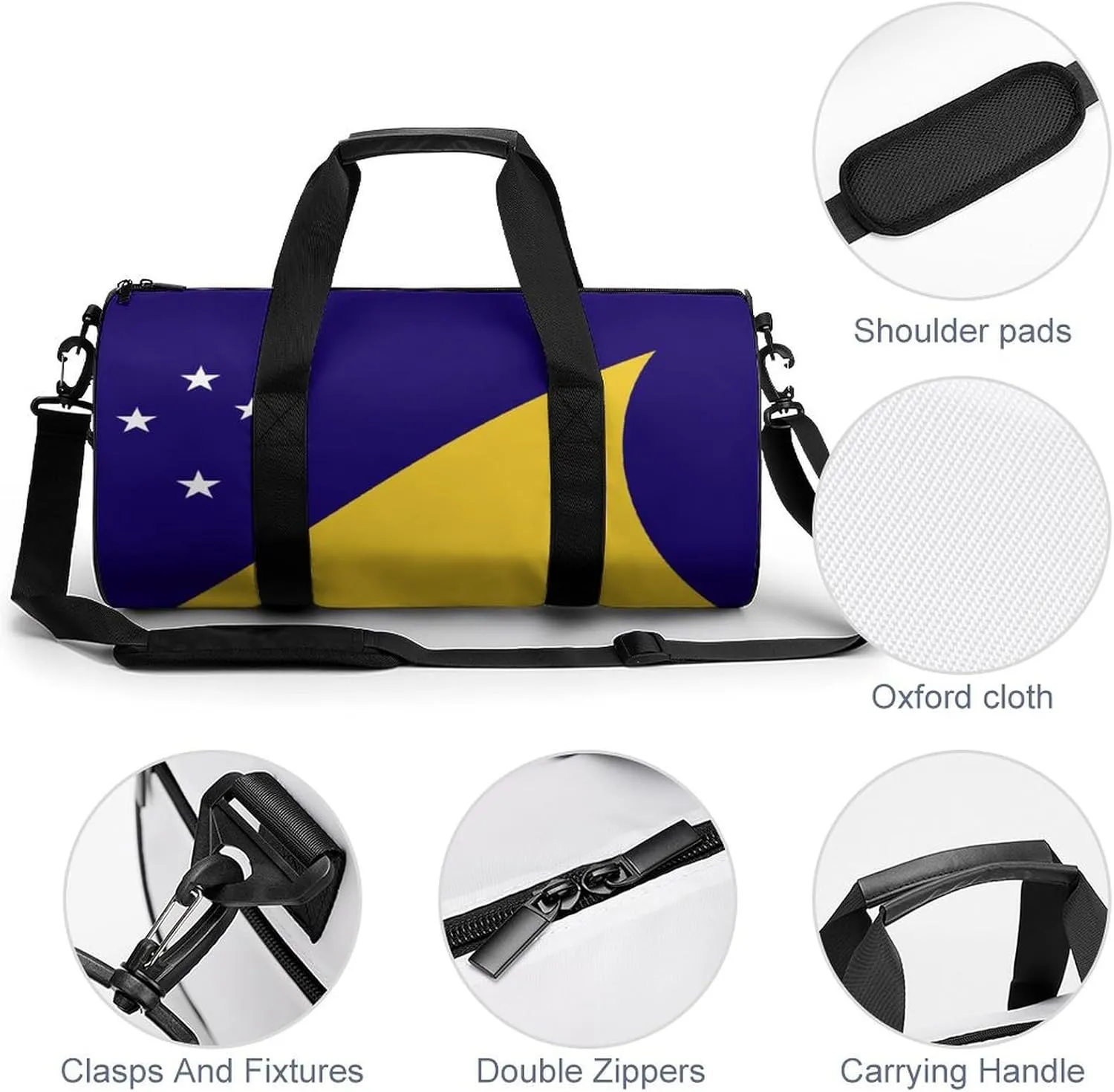 Tokelau Flag Sports Duffel Bag for Men Women Gym Bag with Wet Pocket Weekender